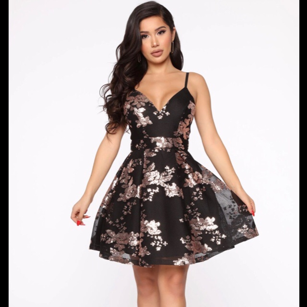 Farrah fit and Flare Mini Dress w/ sequins